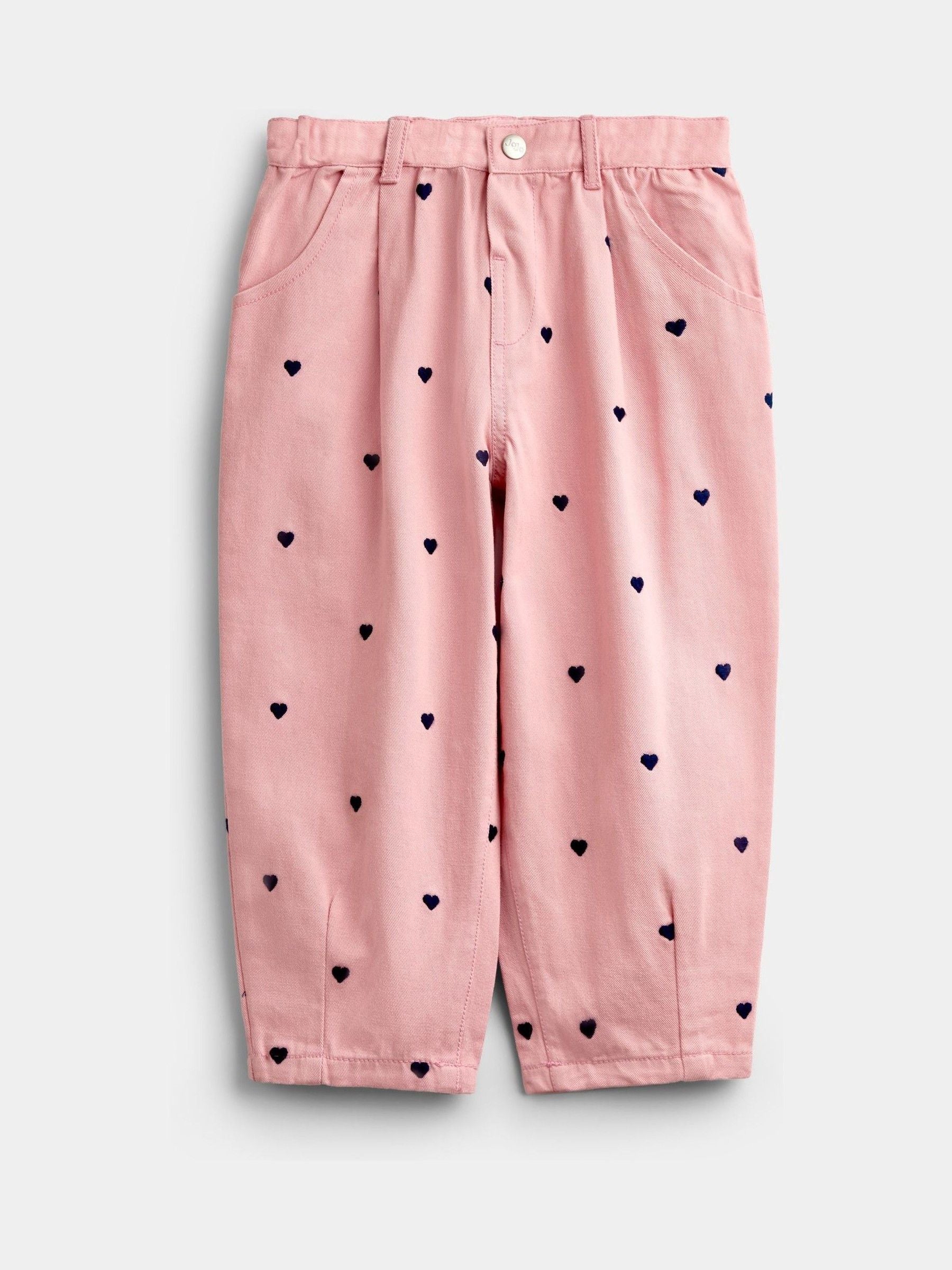 Dsiney Kidz - JoJo Maman Bébé Pink Embroidered Twill Trousers image 1