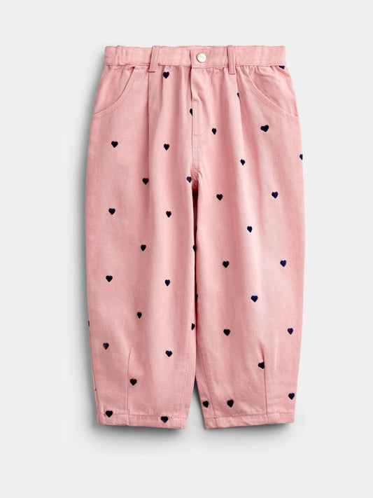 Dsiney Kidz - JoJo Maman Bébé Pink Embroidered Twill Trousers image 1