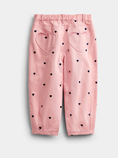 Dsiney Kidz - JoJo Maman Bébé Pink Embroidered Twill Trousers image 2