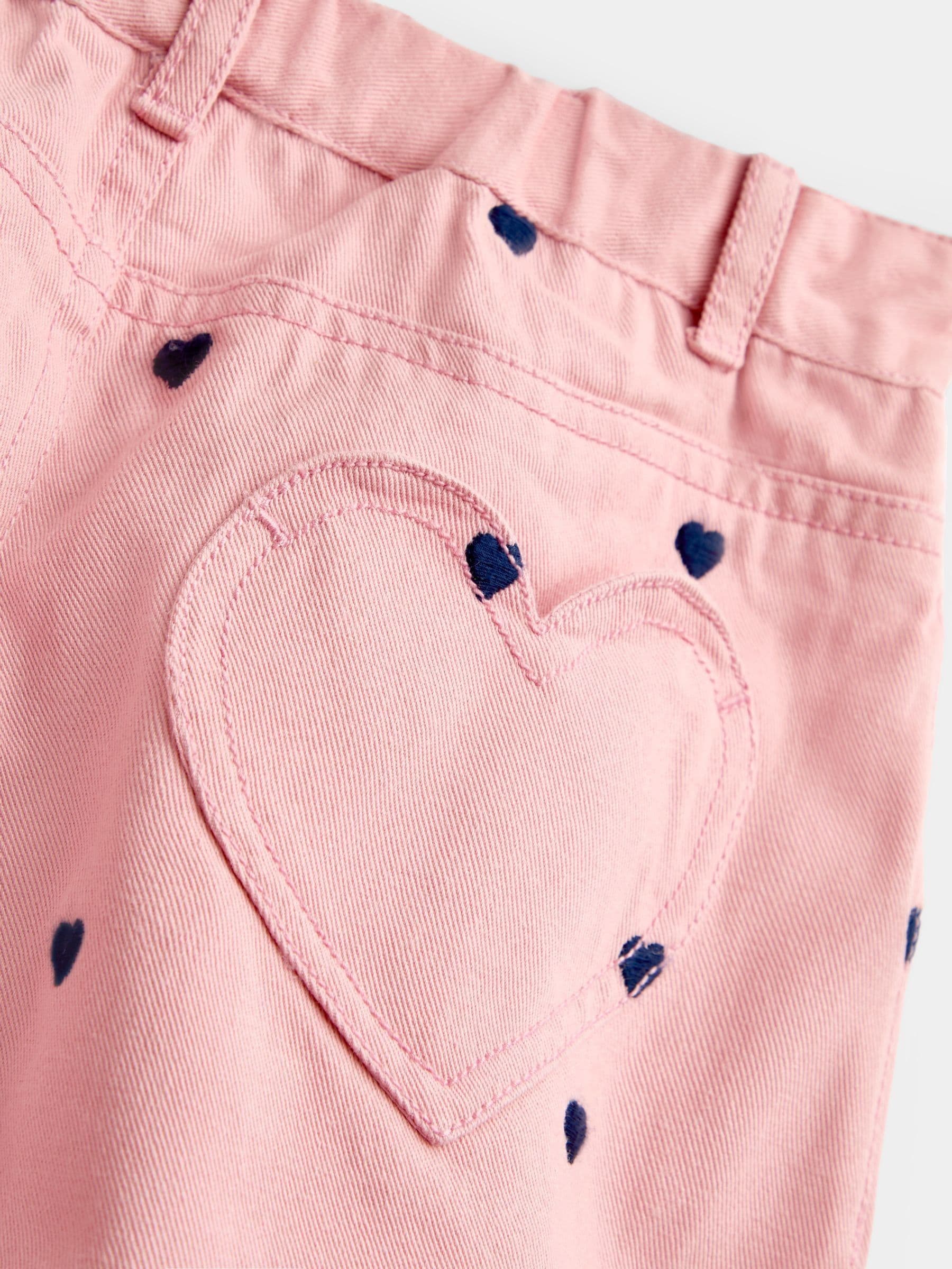 Dsiney Kidz - JoJo Maman Bébé Pink Embroidered Twill Trousers image 3