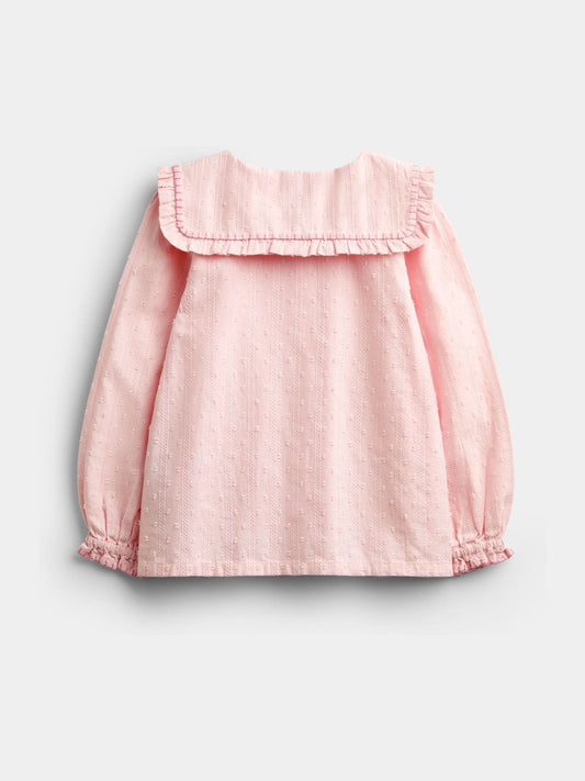 Dsiney Kidz - JoJo Maman Bébé Rose Pink Textured Embroidered Collar Blouse image 2