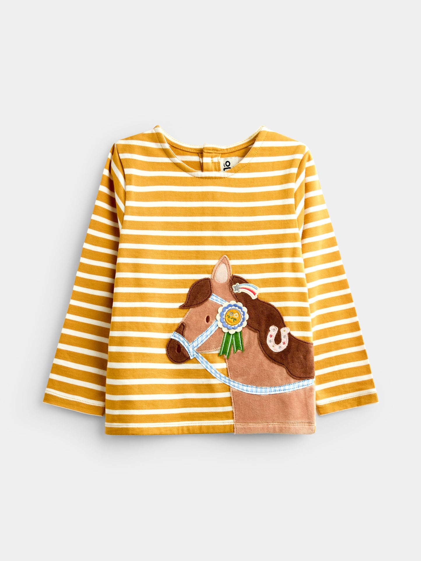 Dsiney Kidz - JoJo Maman Bébé Yellow Stripe Horse Appliqué Long Sleeve Top image 1