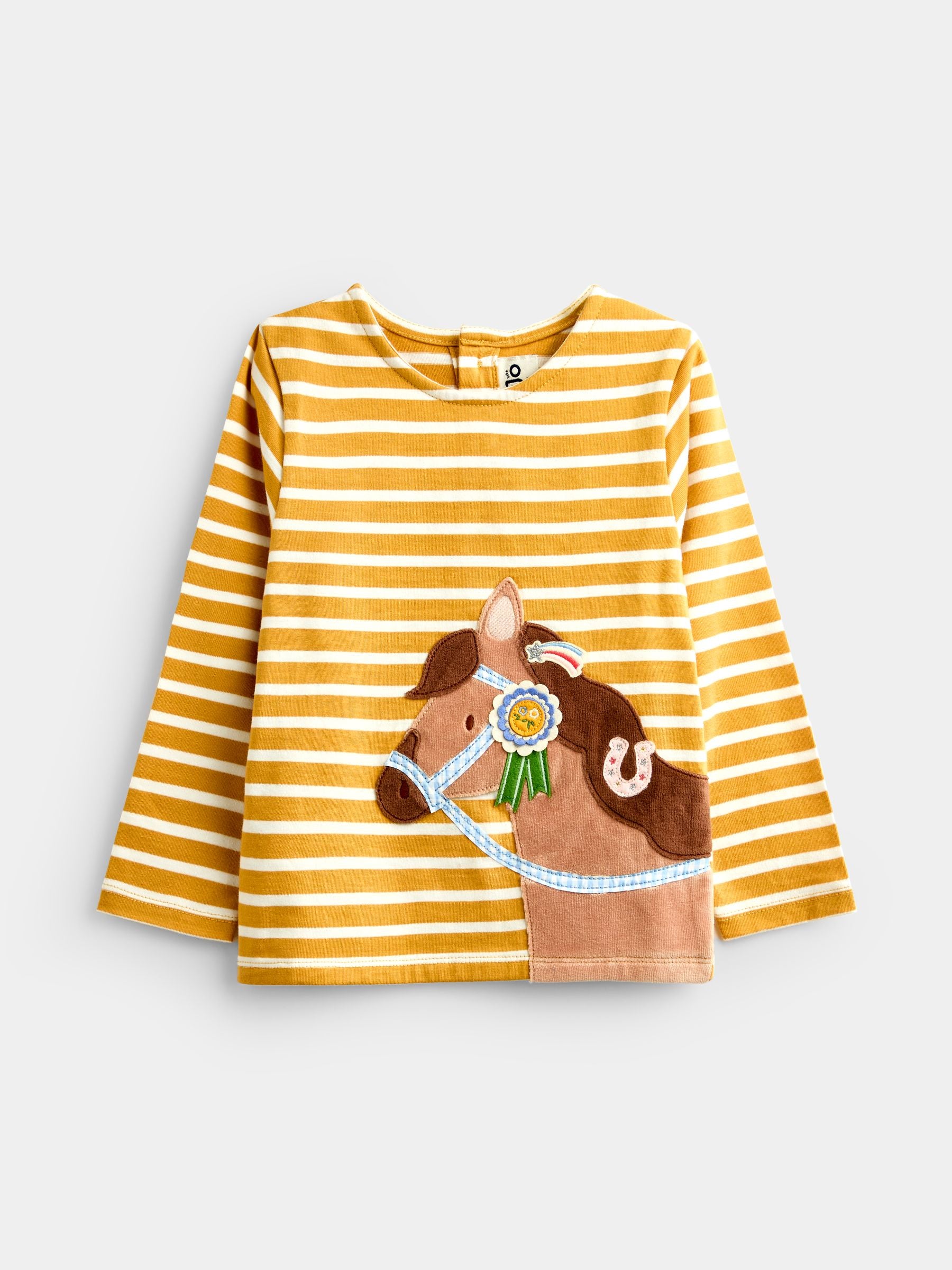 Dsiney Kidz - JoJo Maman Bébé Yellow Stripe Horse Appliqué Long Sleeve Top image 1