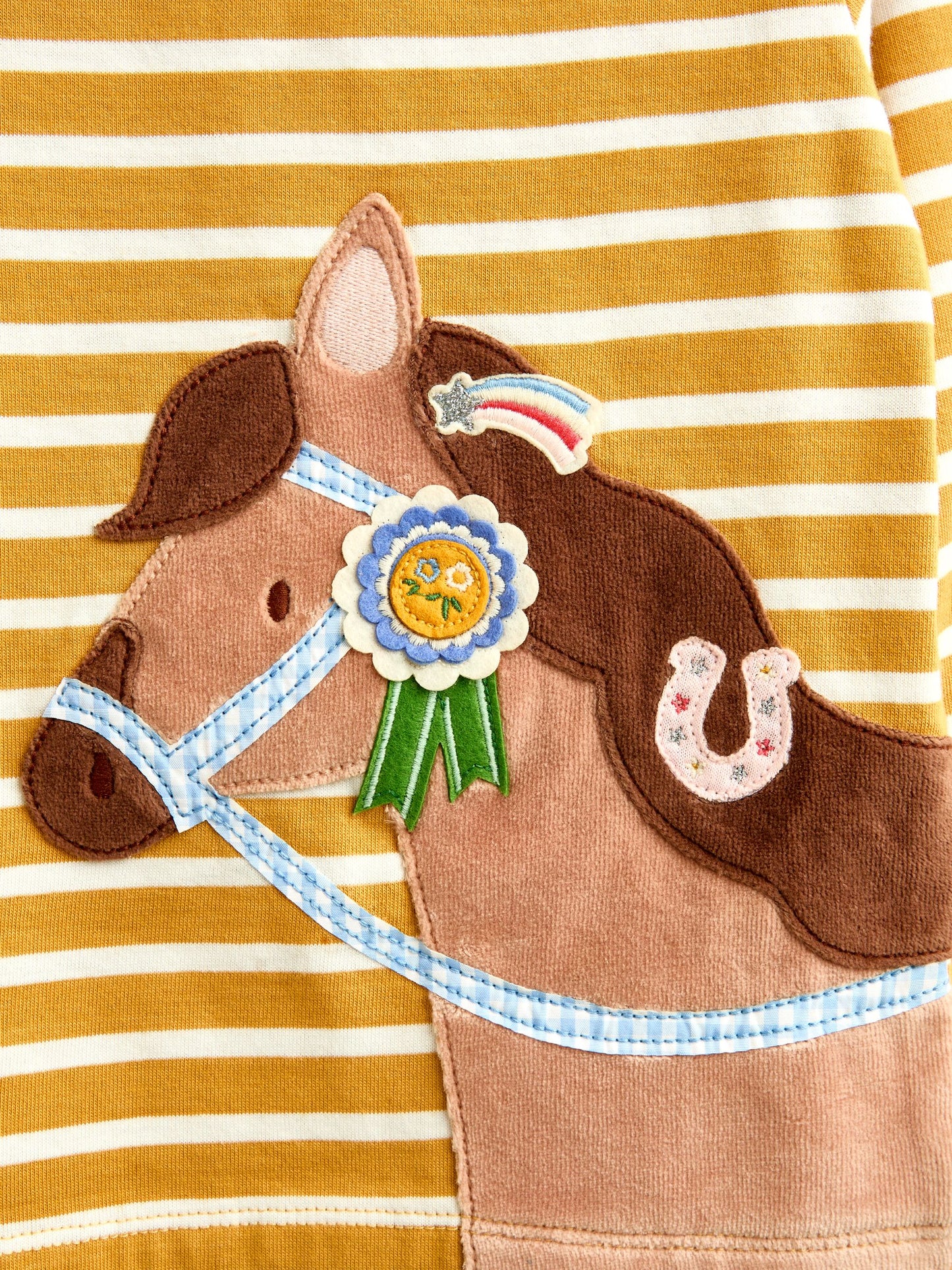 Dsiney Kidz - JoJo Maman Bébé Yellow Stripe Horse Appliqué Long Sleeve Top image 4