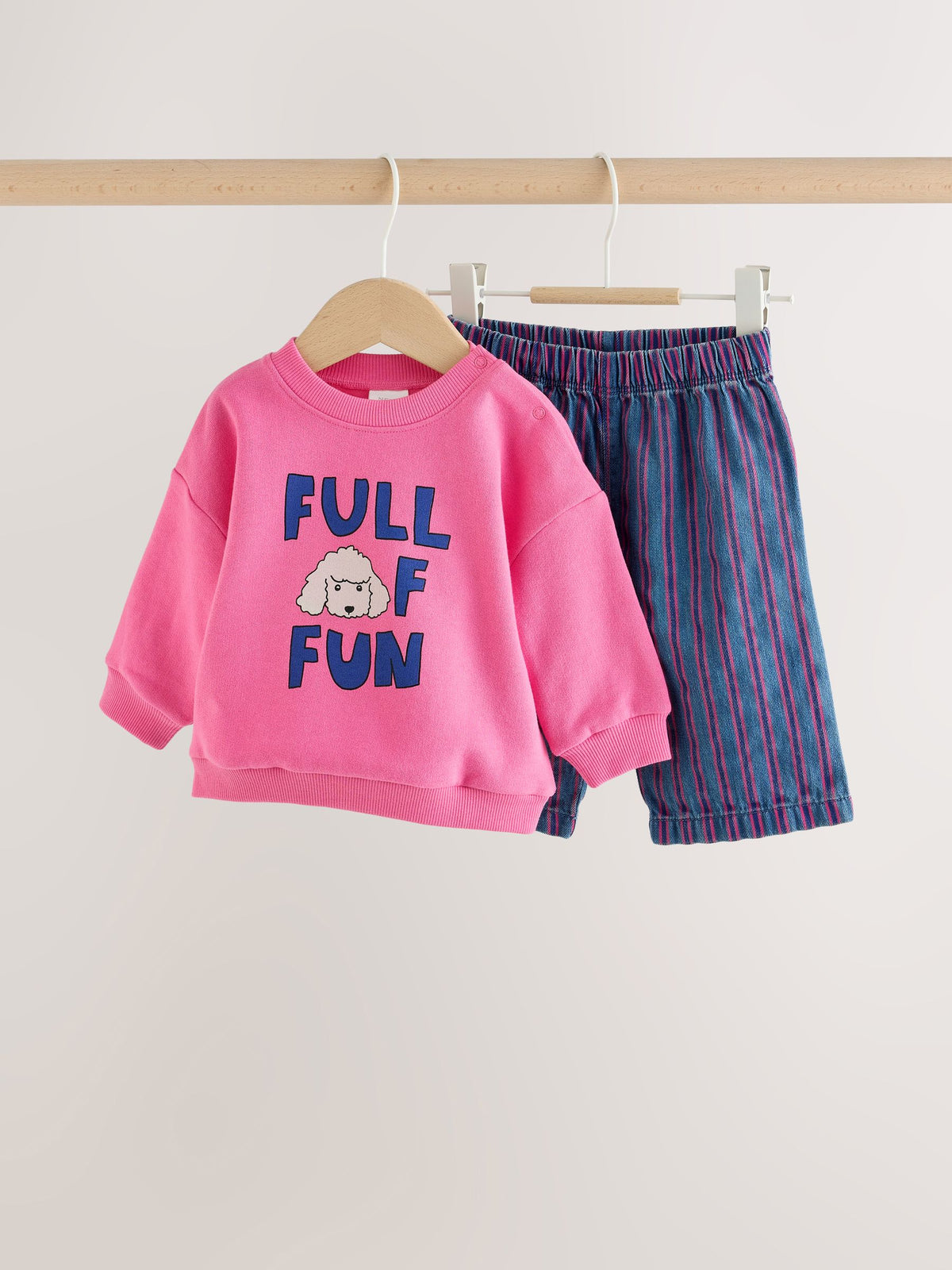 Pink Poodle Baby Sweat Top And Wide Leg Trousers Set 2 Piece (0mths-2yrs) - image 1