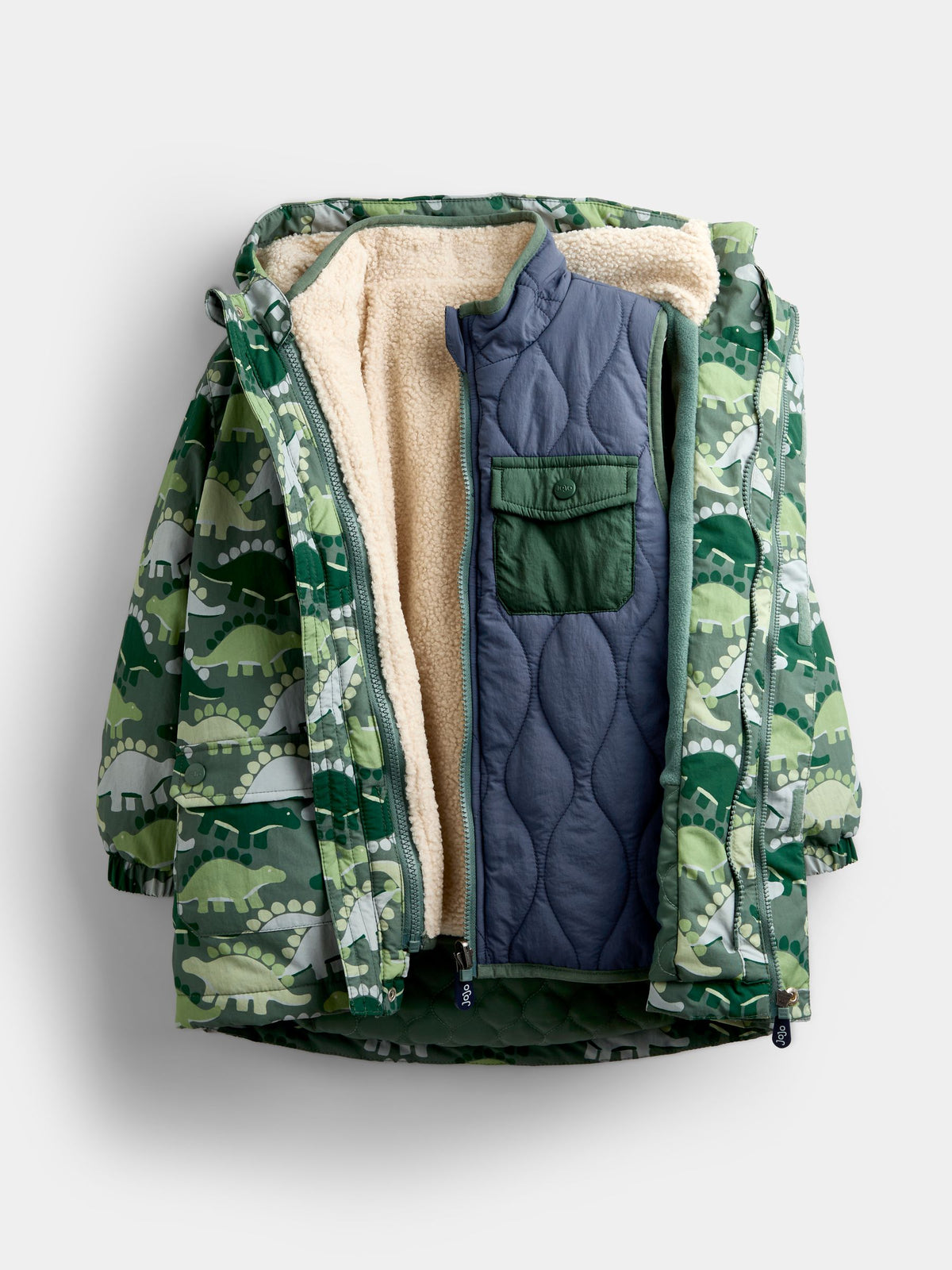 JoJo Maman Bébé Green Dinosaur 4-In-1 Jacket - image 3