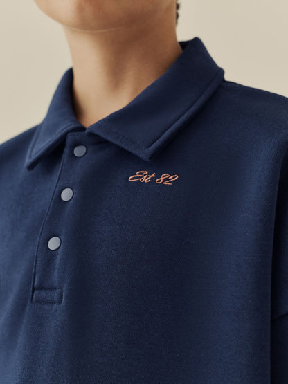 Navy Oversized Collar Popper Neck Sweatshirt (3-16yrs) - image 4