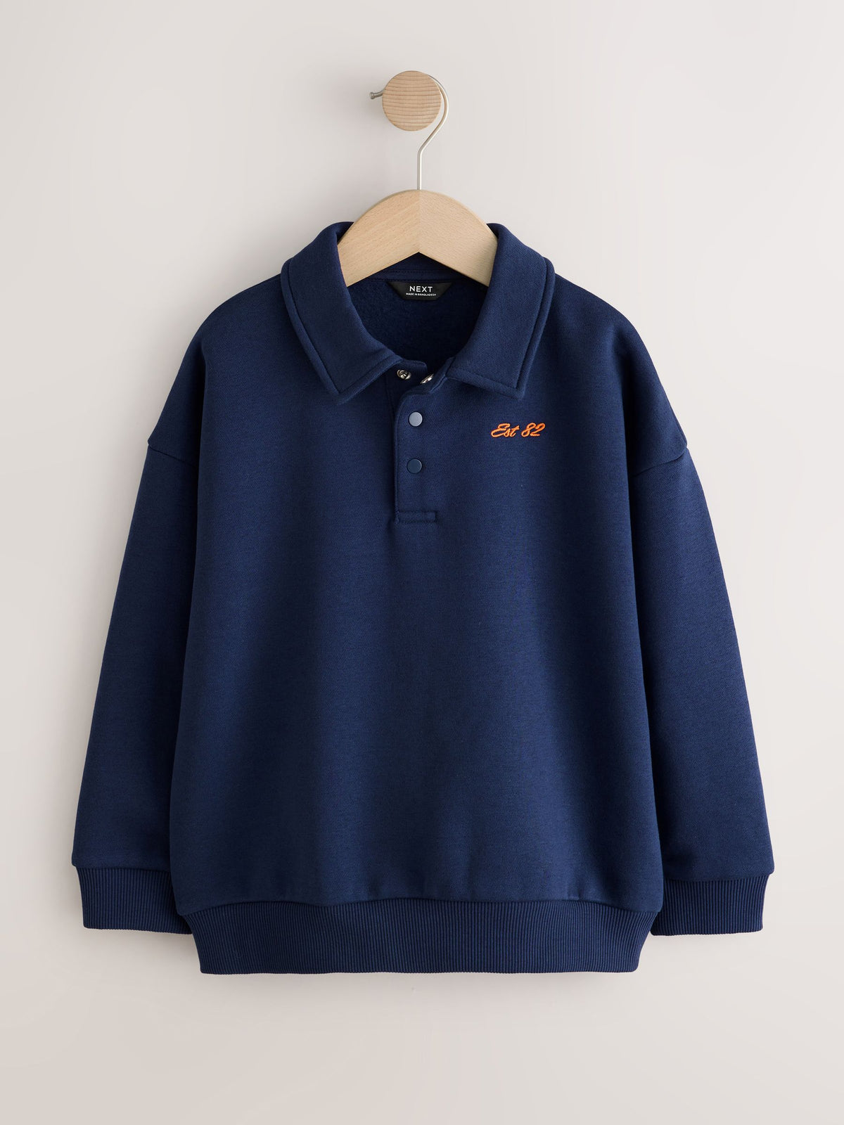 Navy Oversized Collar Popper Neck Sweatshirt (3-16yrs) - image 5