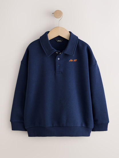 Navy Oversized Collar Popper Neck Sweatshirt (3-16yrs) - image 5