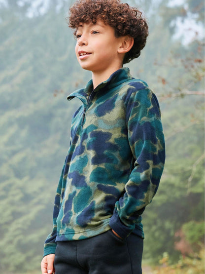 Dsiney Kidz - Mountain Warehouse Green Pursuit Printed Kids Half-Zip Fleece image 1