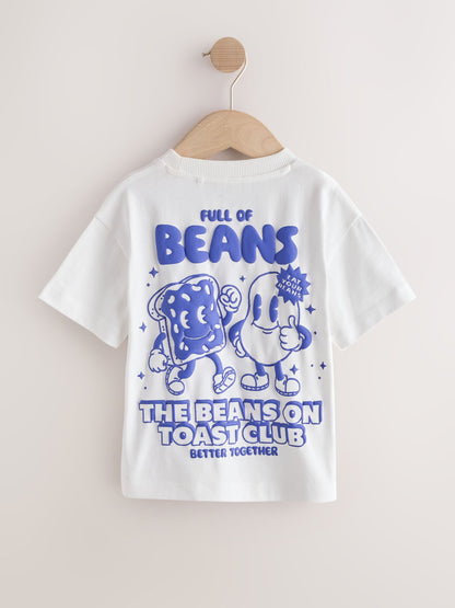 Dsiney Kidz - Blue/White Beans and Toast Short Sleeve Back Graphic T-Shirt (3mths-7yrs) image 2