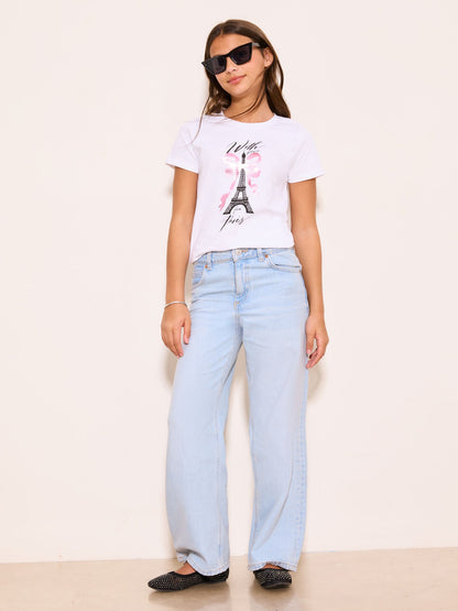 Dsiney Kidz - Lipsy White Paris Graphic T-Shirt (5-16yrs) image 4