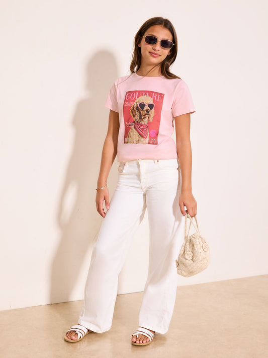 Dsiney Kidz - Lipsy Pink Dog Graphic T-Shirt (5-16yrs) image 2