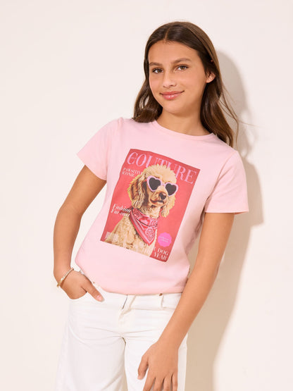 Dsiney Kidz - Lipsy Pink Dog Graphic T-Shirt (5-16yrs) image 4