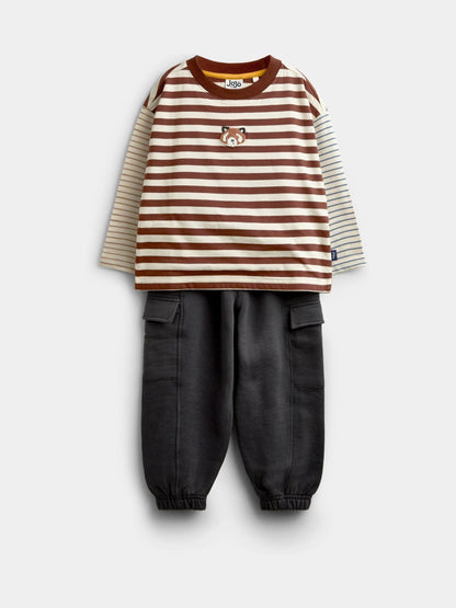 Dsiney Kidz - Jojo Maman Bébé Grey Panda 2-Piece Top & Cargo Jogger Set image 1