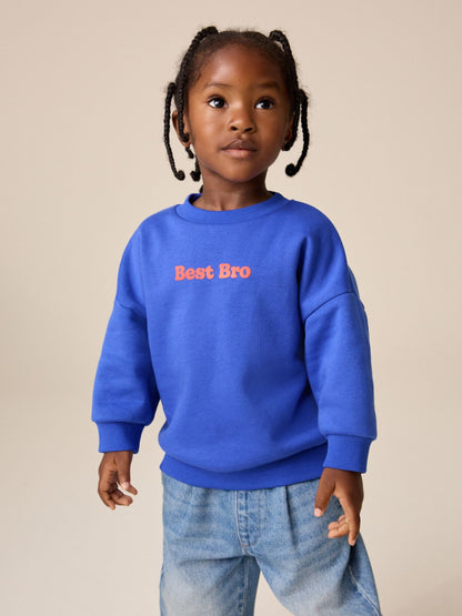 Colbalt Blue Best Brother Printed Crew Neck Sweat Top (3mths-7yrs) - image 1