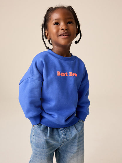 Colbalt Blue Best Brother Printed Crew Neck Sweat Top (3mths-7yrs) - image 2
