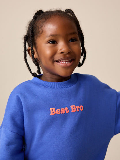Colbalt Blue Best Brother Printed Crew Neck Sweat Top (3mths-7yrs) - image 4