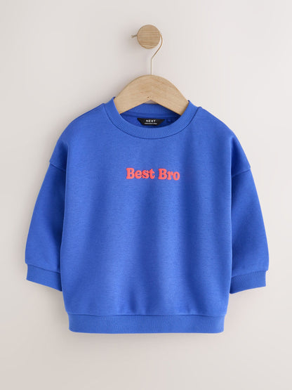 Colbalt Blue Best Brother Printed Crew Neck Sweat Top (3mths-7yrs) - image 5