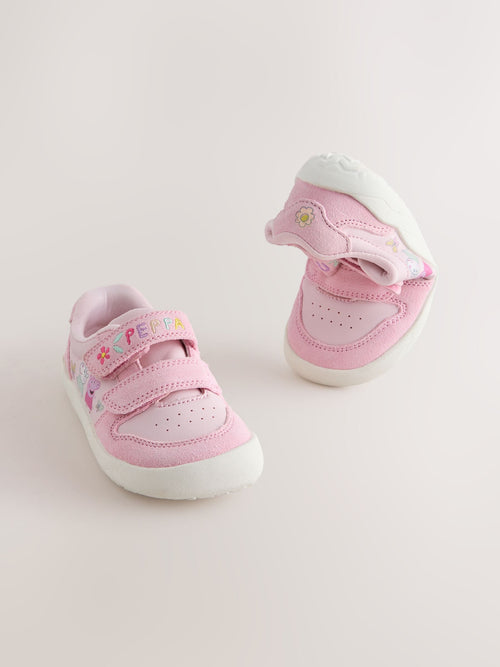 Dsiney Kidz - Pink Peppa Pig Barefoot Leather Touch Fastening Trainers image 1