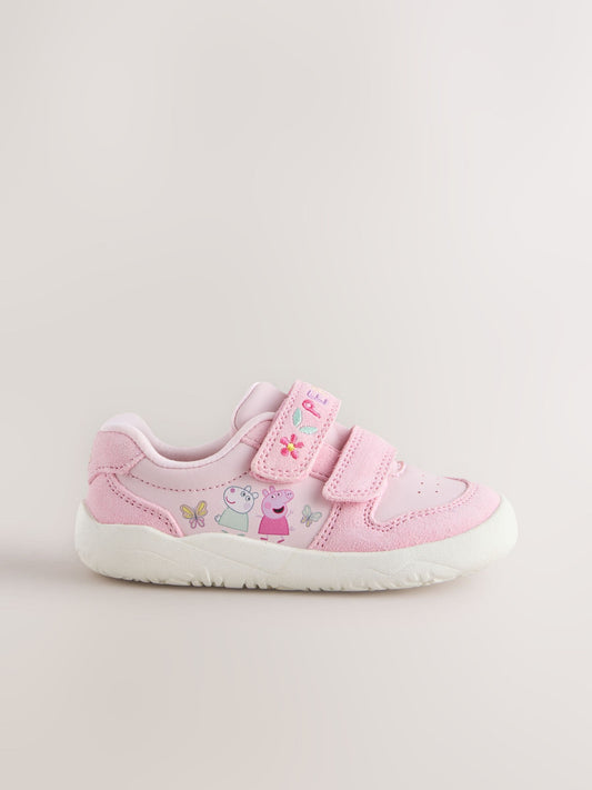 Dsiney Kidz - Pink Peppa Pig Barefoot Leather Touch Fastening Trainers image 2