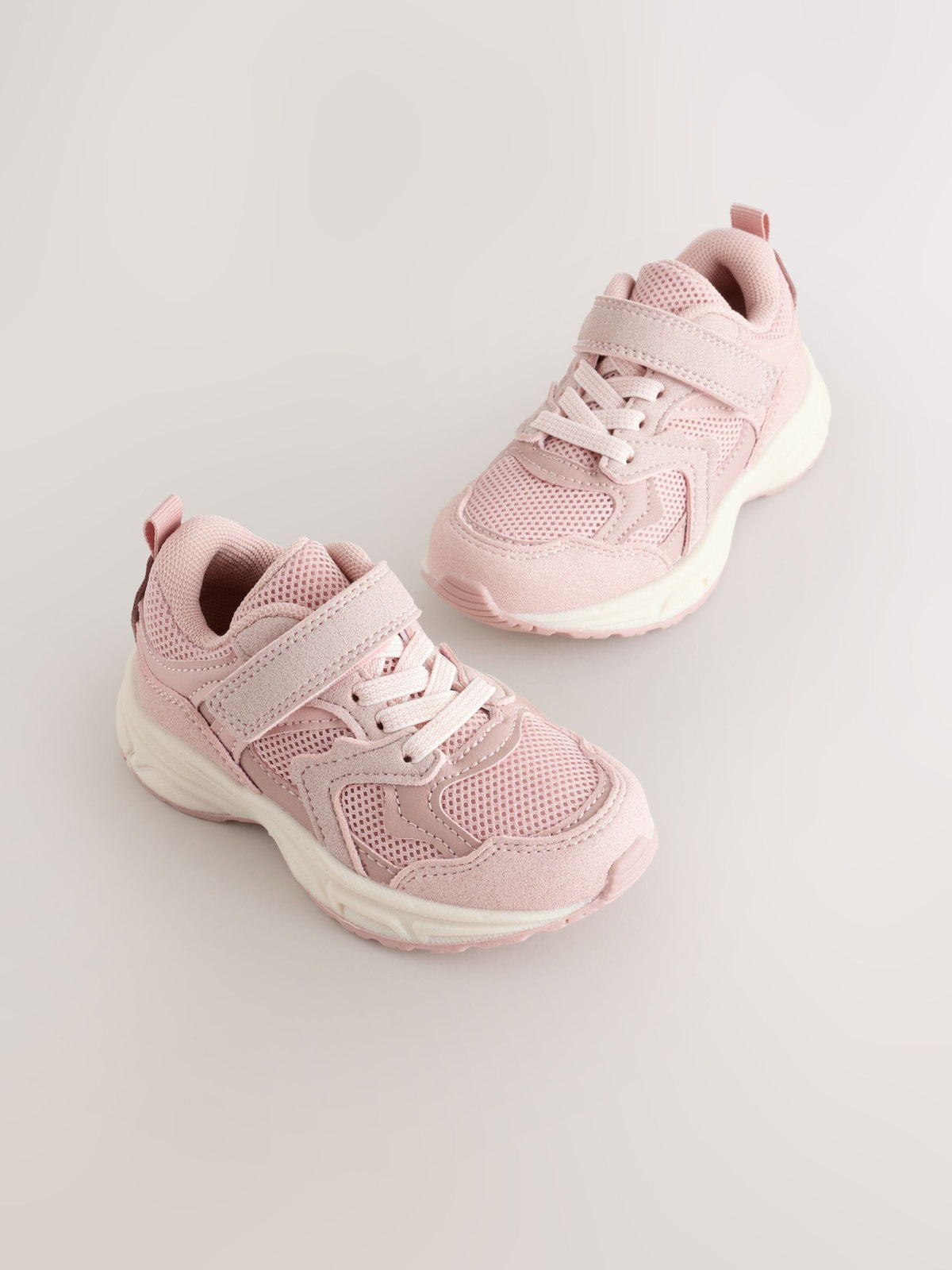 Mink/Pink Elastic Lace Touch Fasten Trainers - image 1