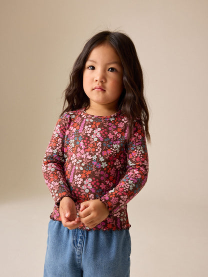 Dsiney Kidz - Choco Ditsy Long Sleeve Ribbed Top (3mths-7yrs) image 1