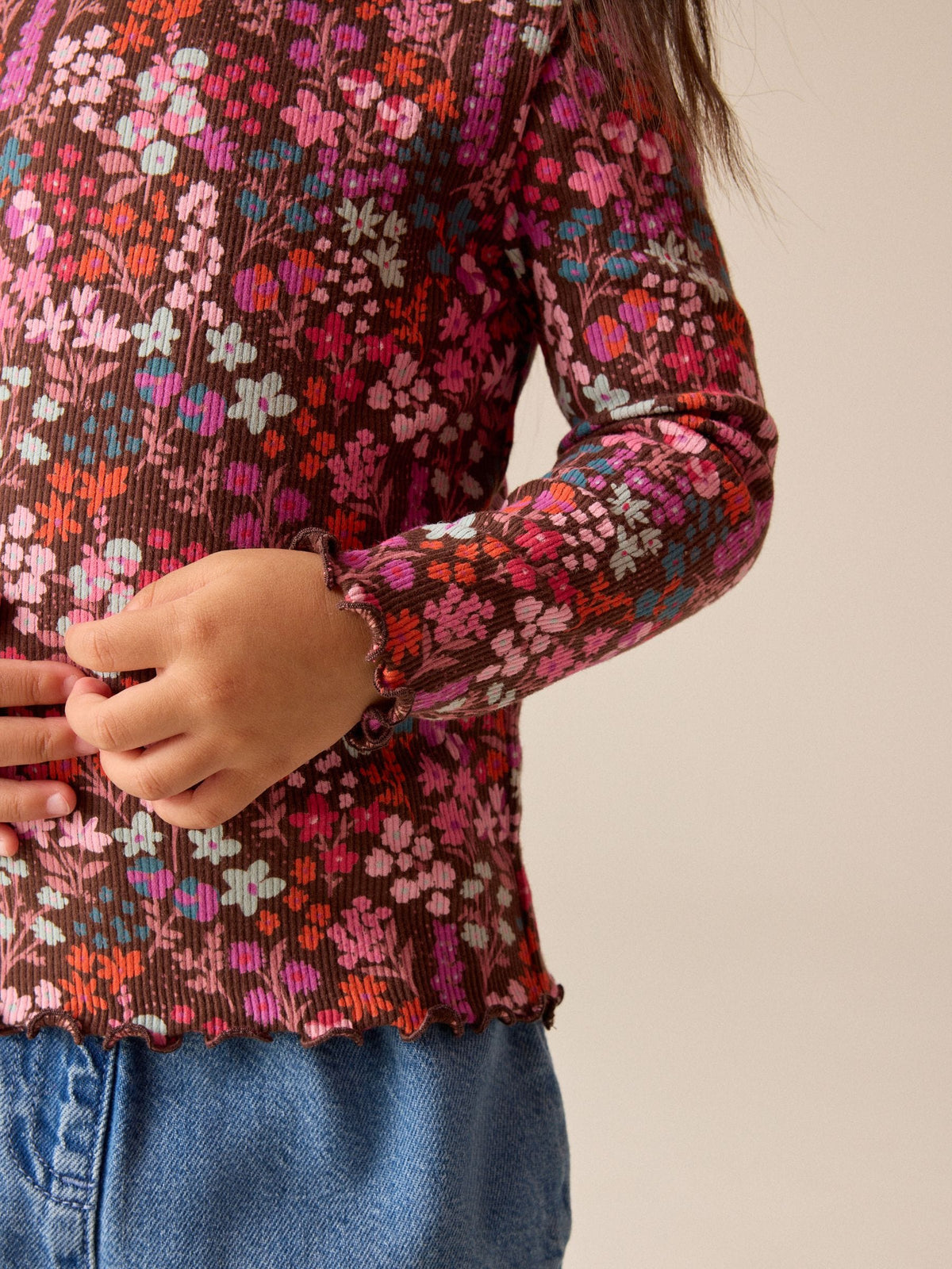 Dsiney Kidz - Choco Ditsy Long Sleeve Ribbed Top (3mths-7yrs) image 2