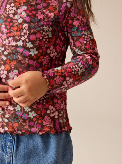 Dsiney Kidz - Choco Ditsy Long Sleeve Ribbed Top (3mths-7yrs) image 2