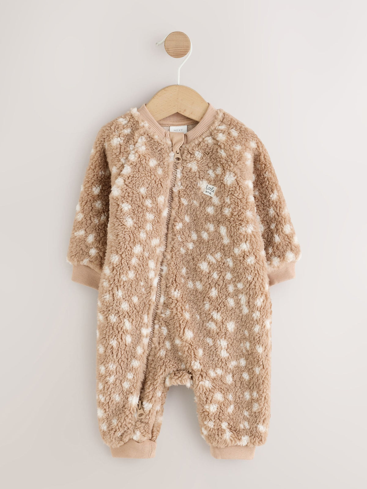 Brown Deer Fleece Two Way Zip Baby Sleepsuit - image 1