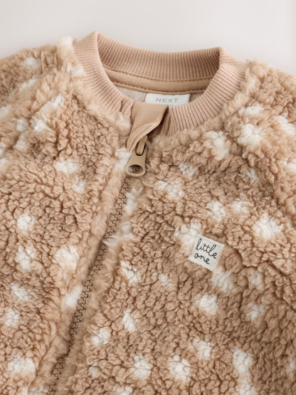 Brown Deer Fleece Two Way Zip Baby Sleepsuit - image 3