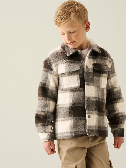 Dsiney Kidz - Angel & Rocket Brown Odin Brushed Check Fleece Lined Jacket image 1