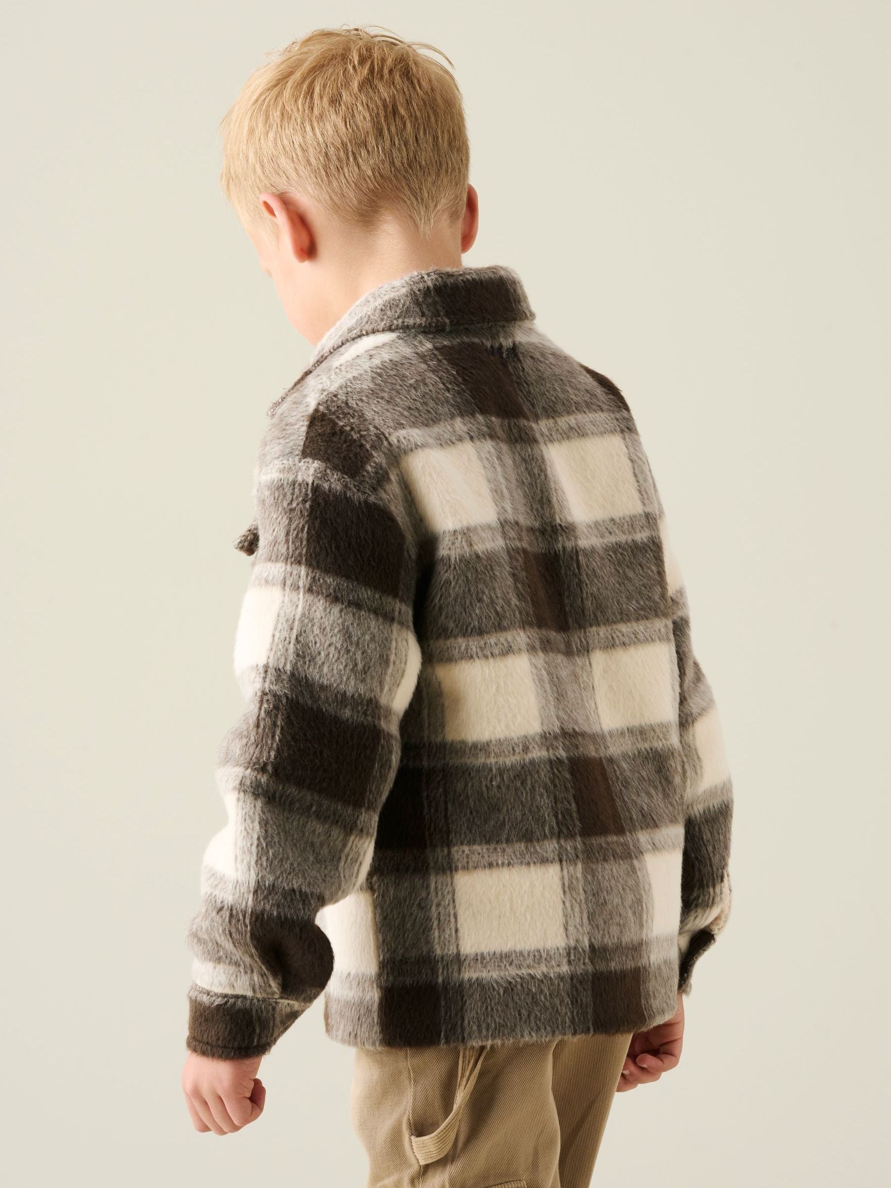 Dsiney Kidz - Angel & Rocket Brown Odin Brushed Check Fleece Lined Jacket image 2