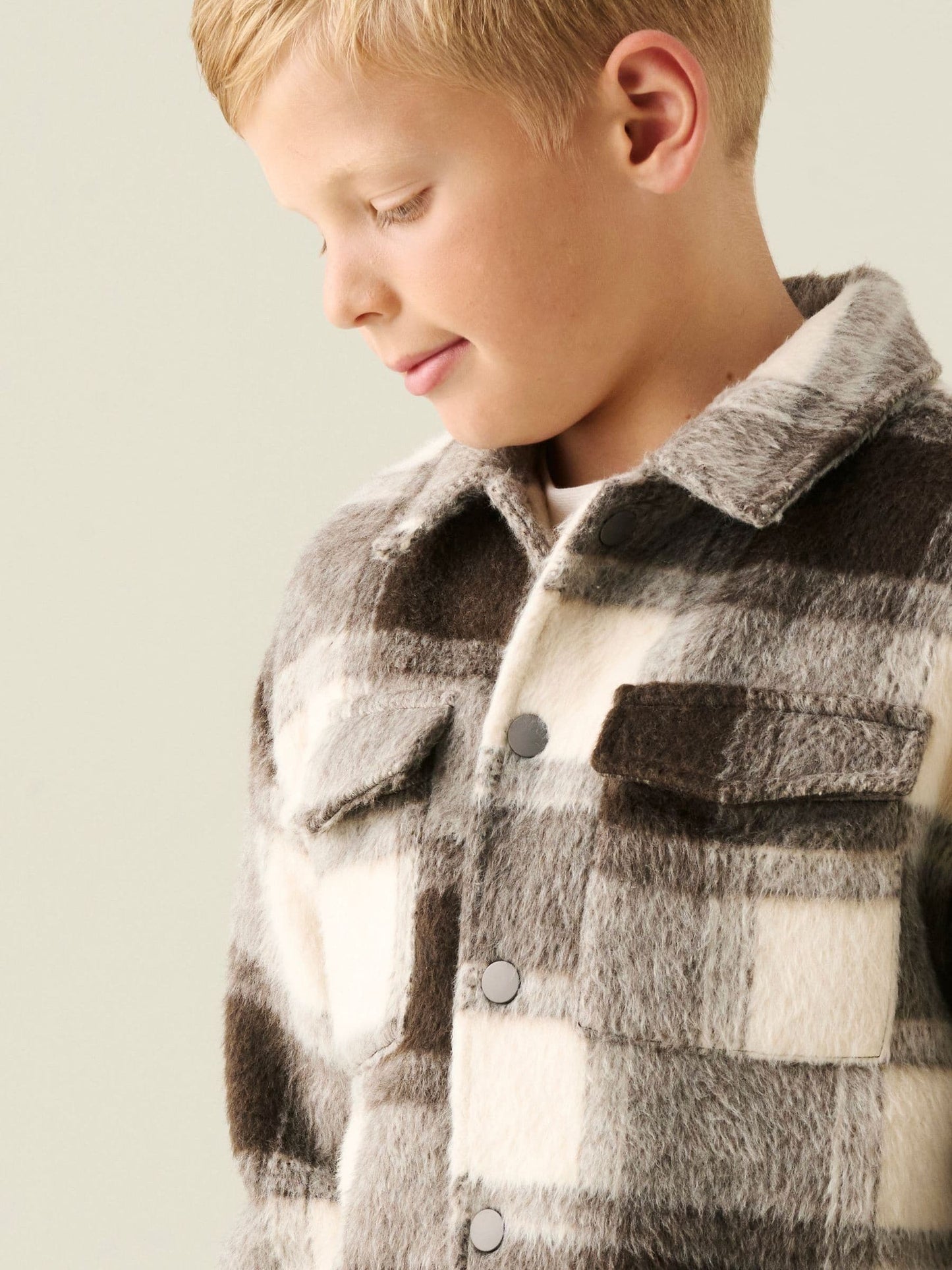 Dsiney Kidz - Angel & Rocket Brown Odin Brushed Check Fleece Lined Jacket image 4
