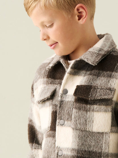 Dsiney Kidz - Angel & Rocket Brown Odin Brushed Check Fleece Lined Jacket image 4