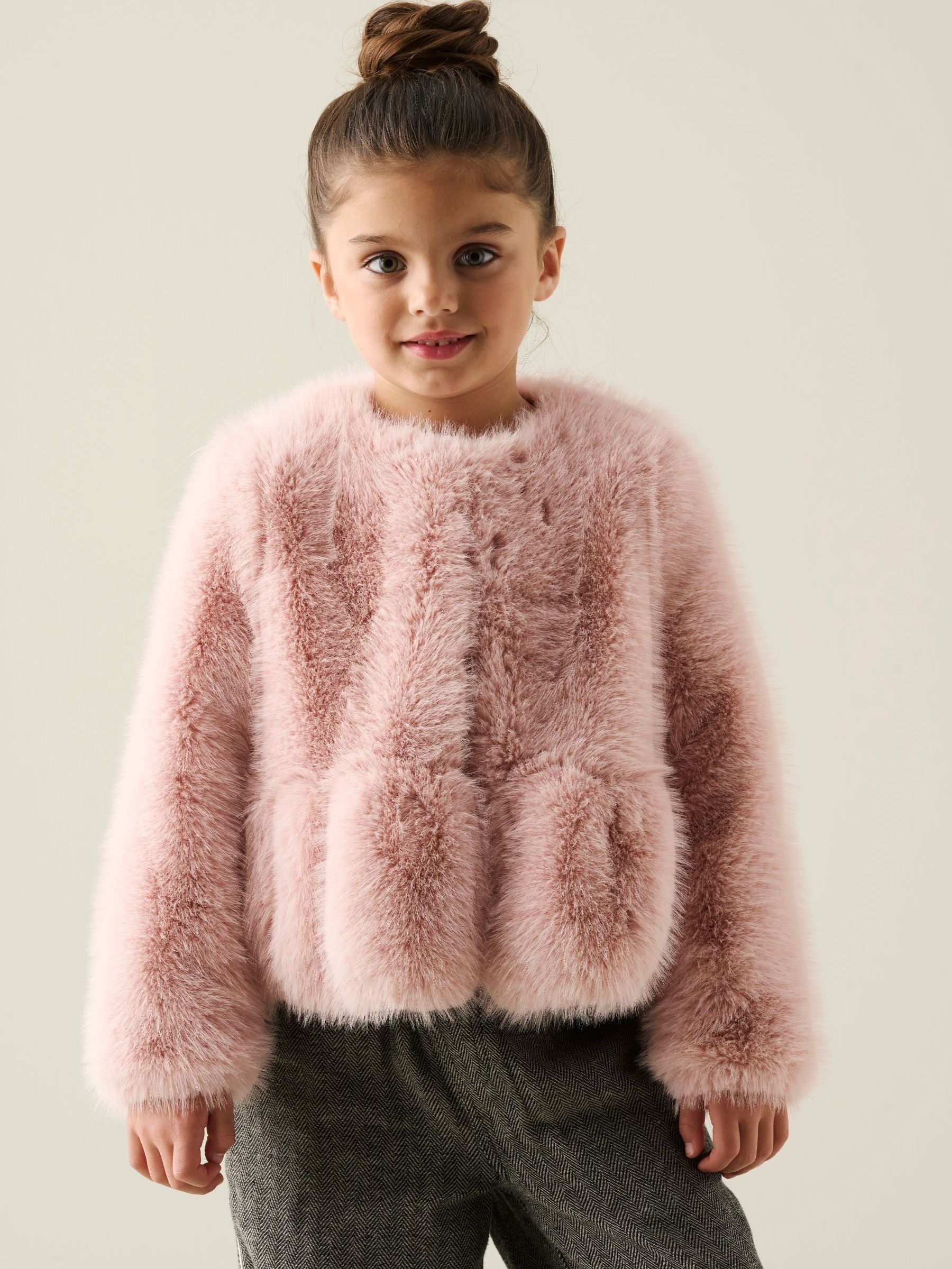 Dsiney Kidz - Angel & Rocket Pink Paula Peplum Fur Jacket image 1