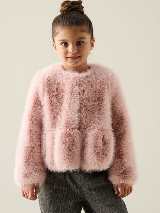 Dsiney Kidz - Angel & Rocket Pink Paula Peplum Fur Jacket image 1
