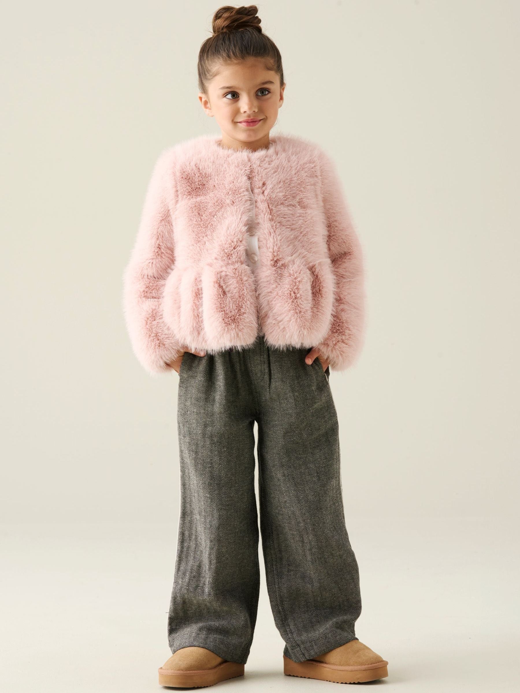 Dsiney Kidz - Angel & Rocket Pink Paula Peplum Fur Jacket image 3