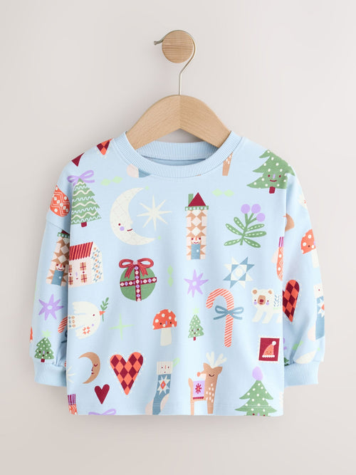 Dsiney Kidz - Pale Blue Long Sleeve Christmas Top (3mths-7yrs) image 1