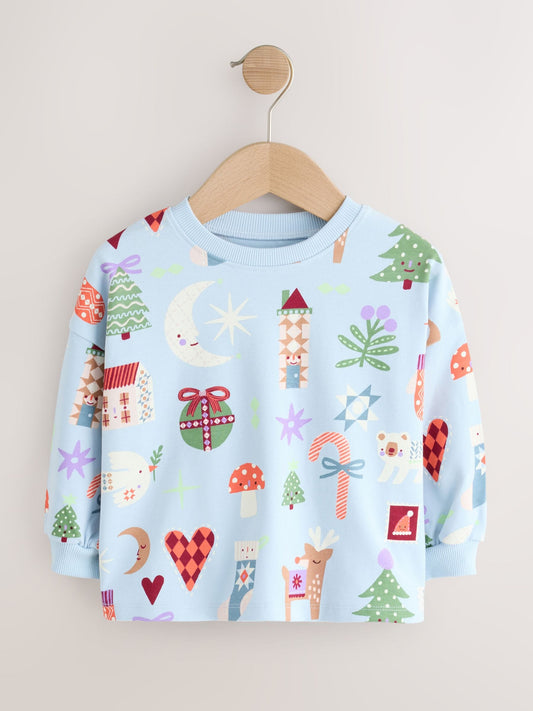 Dsiney Kidz - Pale Blue Long Sleeve Christmas Top (3mths-7yrs) image 1