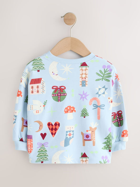 Dsiney Kidz - Pale Blue Long Sleeve Christmas Top (3mths-7yrs) image 2