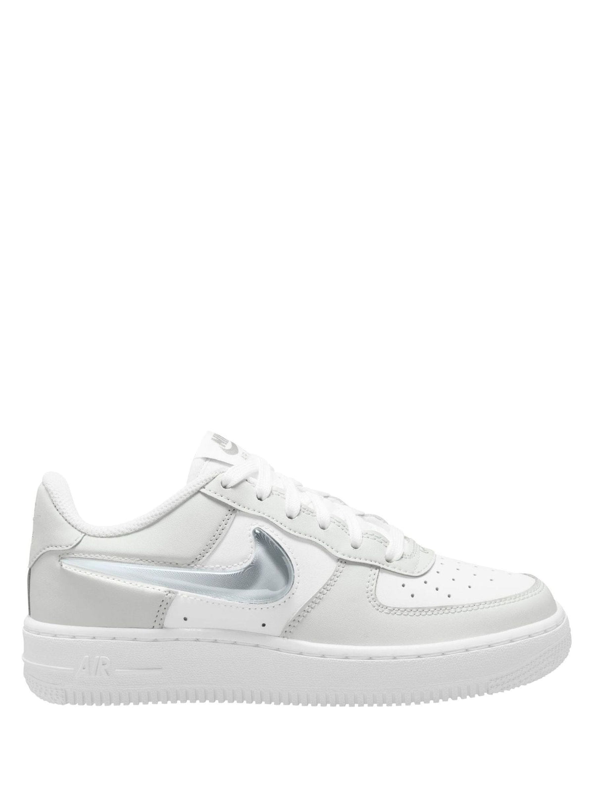 Nike White/Grey Silver Youth Air Force 1 Trainers - image 1