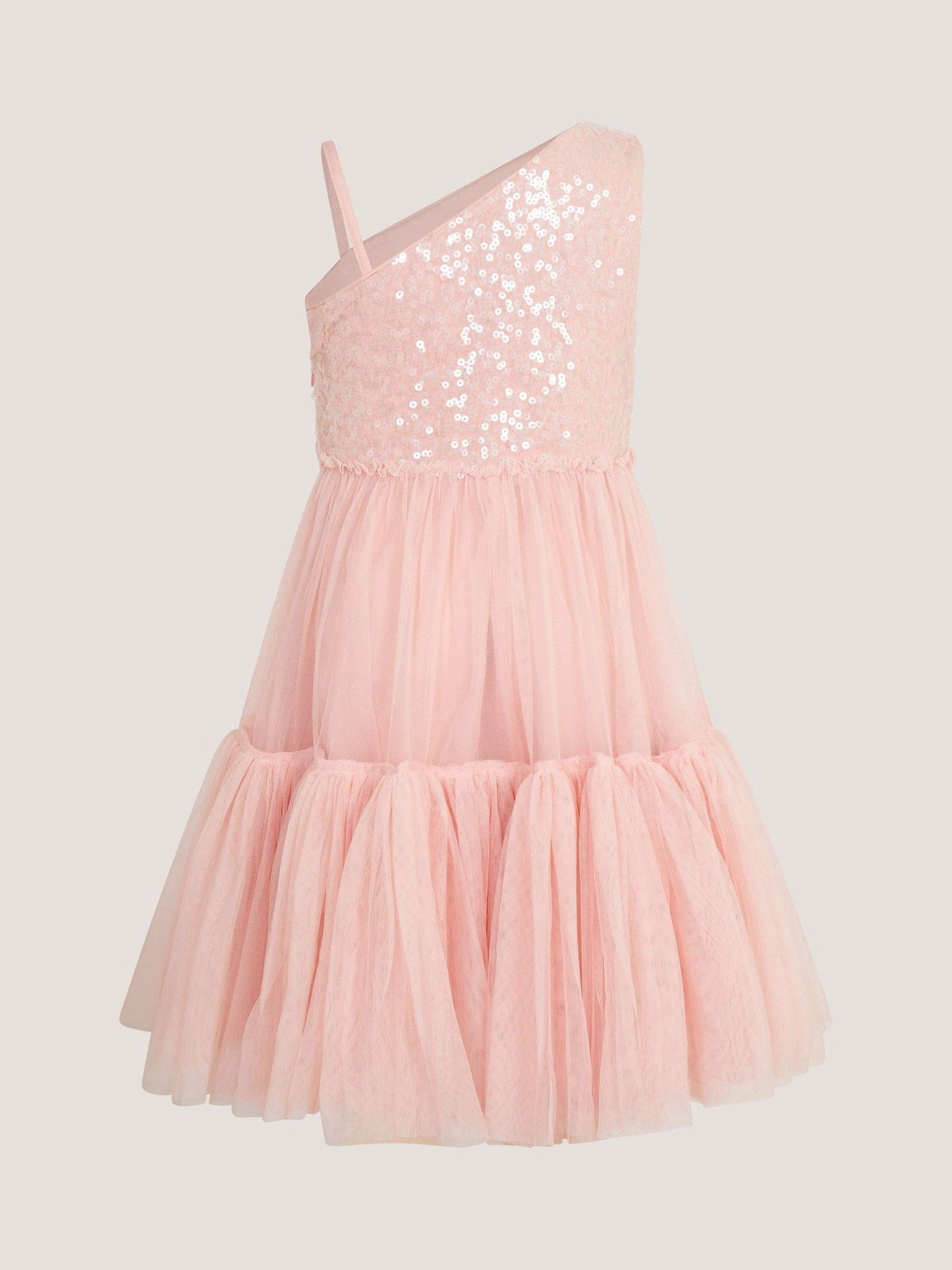 Monsoon Pink Asymmetrical Sequin Tulle Party Dress image 3