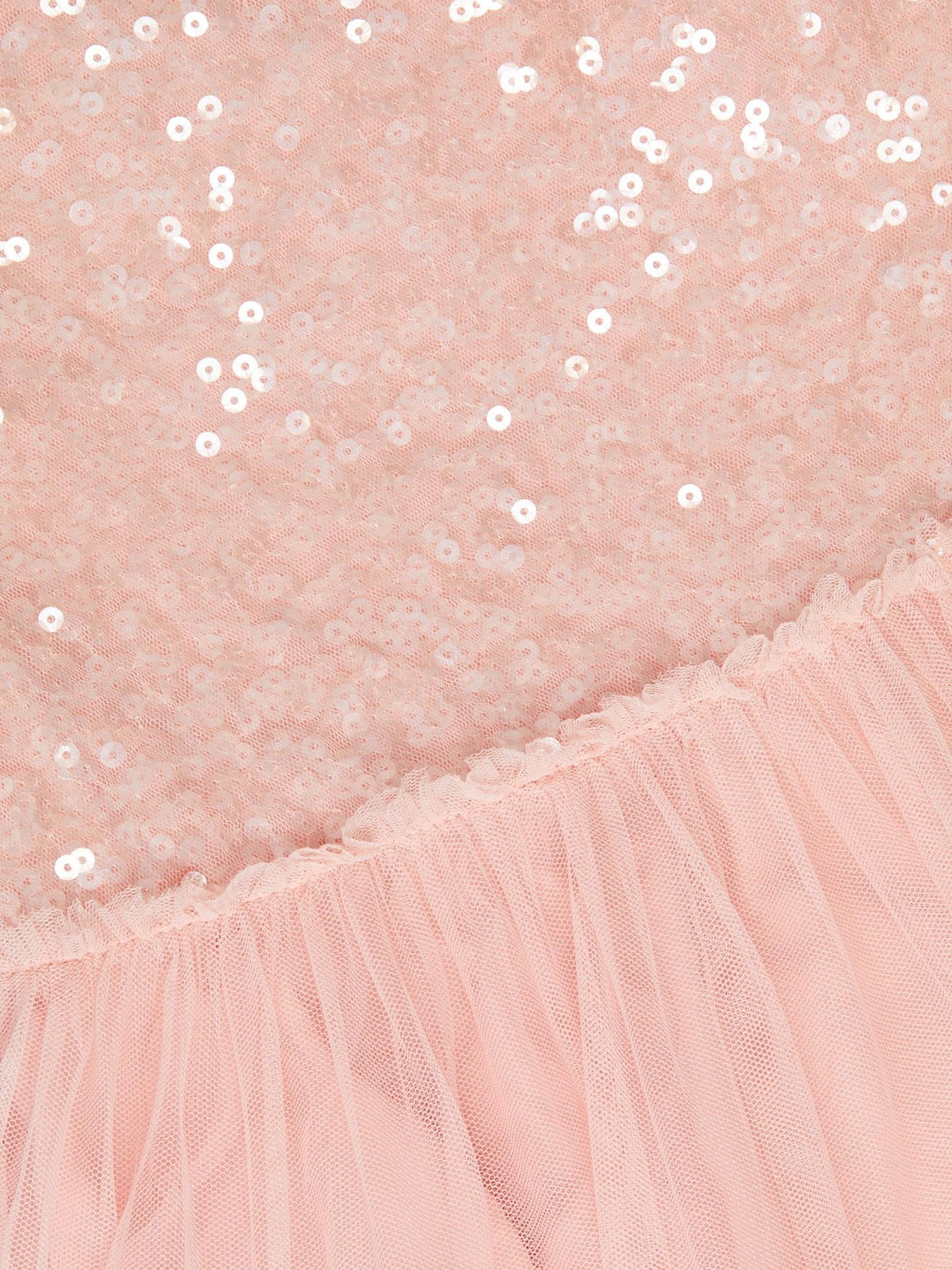 Monsoon Pink Asymmetrical Sequin Tulle Party Dress image 4