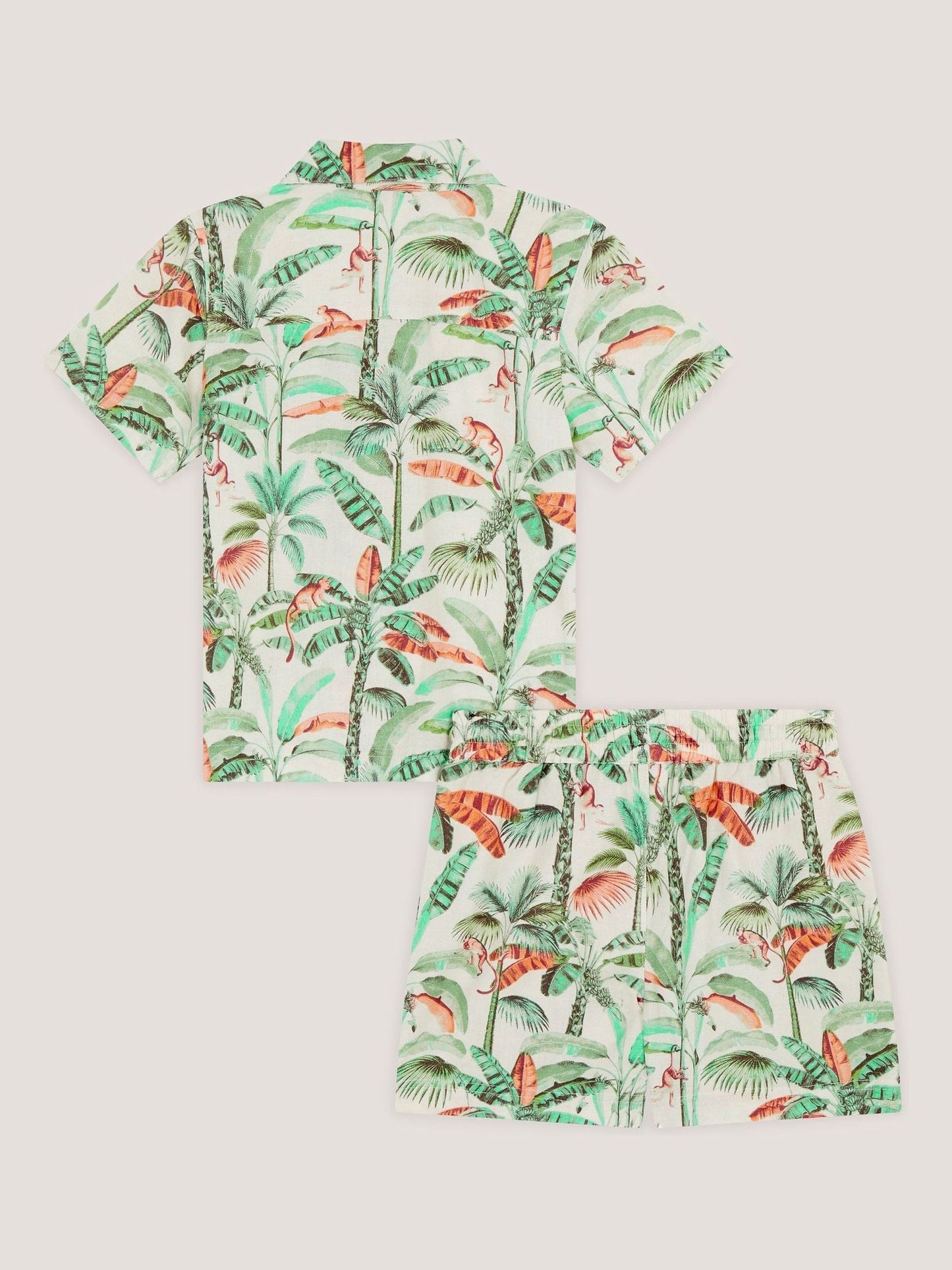 Monsoon Cream Palm Print Cotton Shirt & Shorts Set image 4