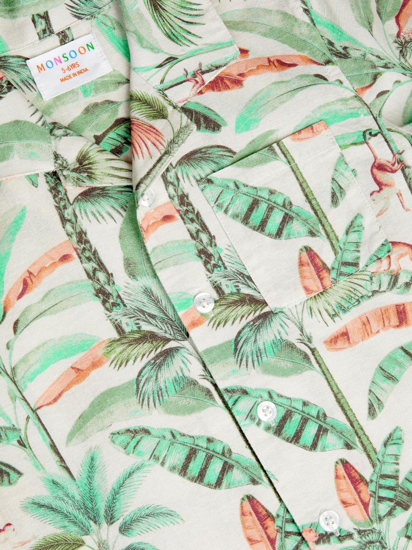 Monsoon Cream Palm Print Cotton Shirt & Shorts Set image 5