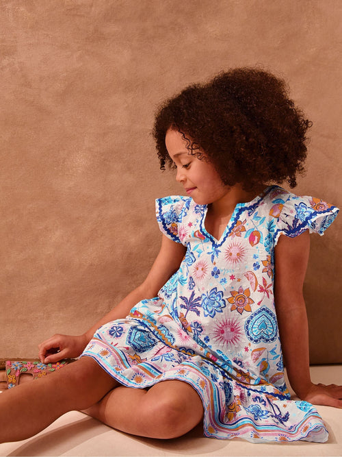 Dsiney Kidz - Monsoon Blue Summer Print Cotton Dress image 1