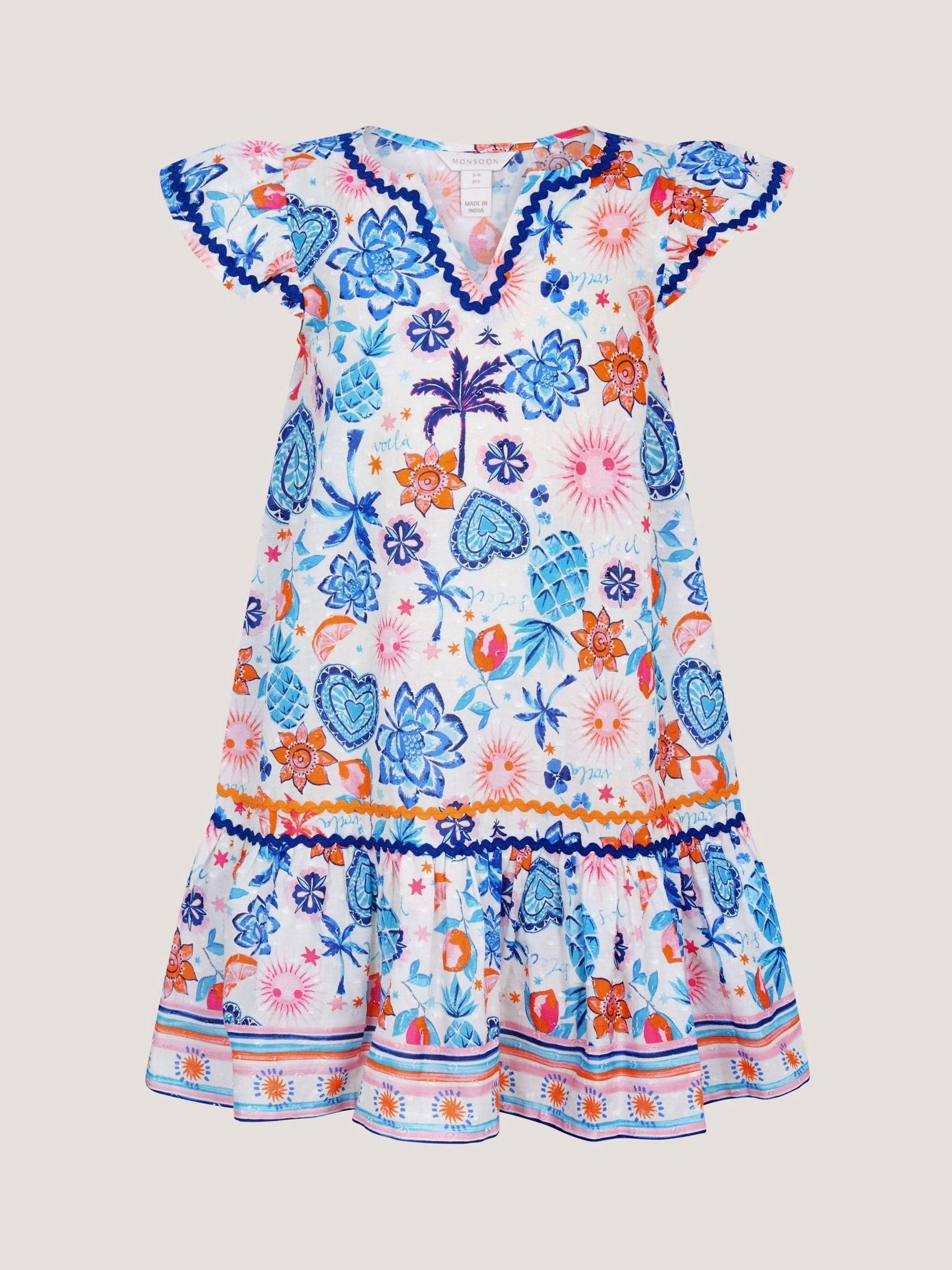 Monsoon Blue Summer Print Cotton Dress image 2