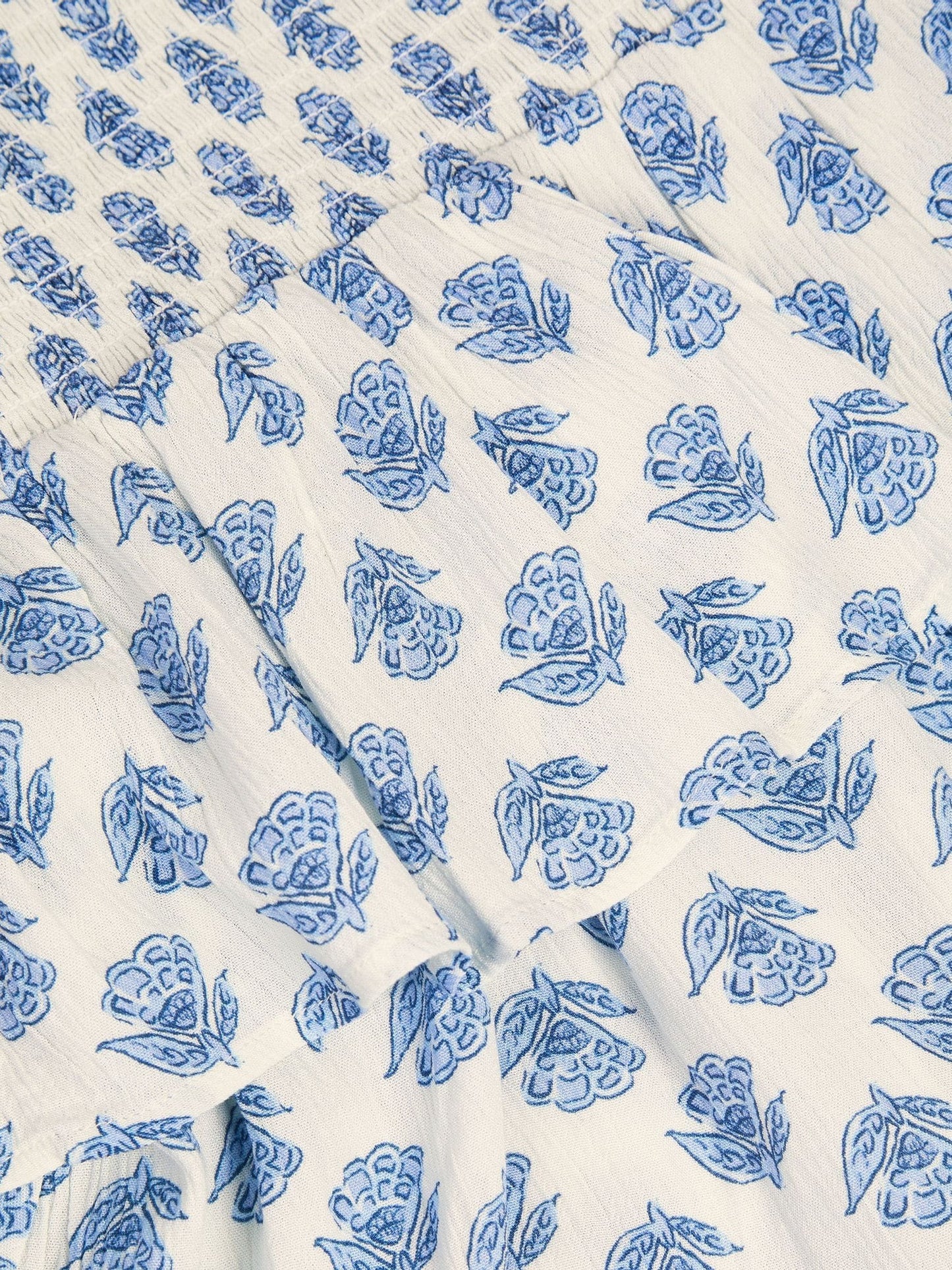 Monsoon White Floral Print Smocked Dress image 3