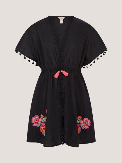 Dsiney Kidz - Monsoon Black Floral Embroidered Kaftan image 1